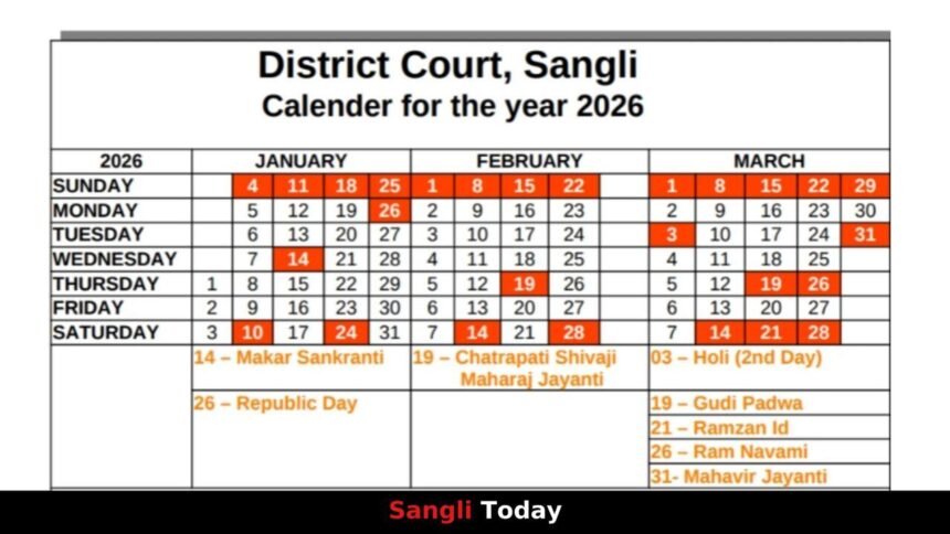 District Court Sangli Calendar 2026