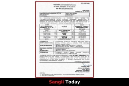 Bengaluru Lokmanya Tilak Express Approved Not Started Sangli