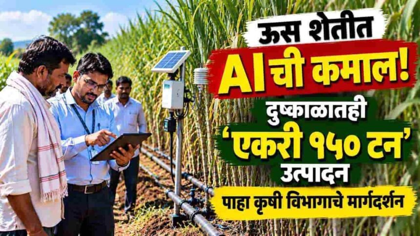 Sangli Sugarcane Farming Ai Technology 150 Ton Yield Drip Irrigation Krishi Vibhag
